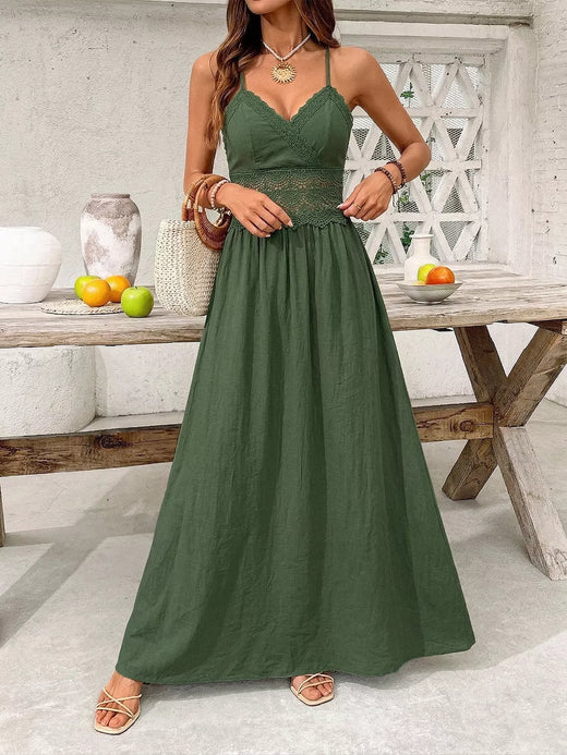 Lace Trim Spaghetti Strap Maxi Dress - alternate view 2