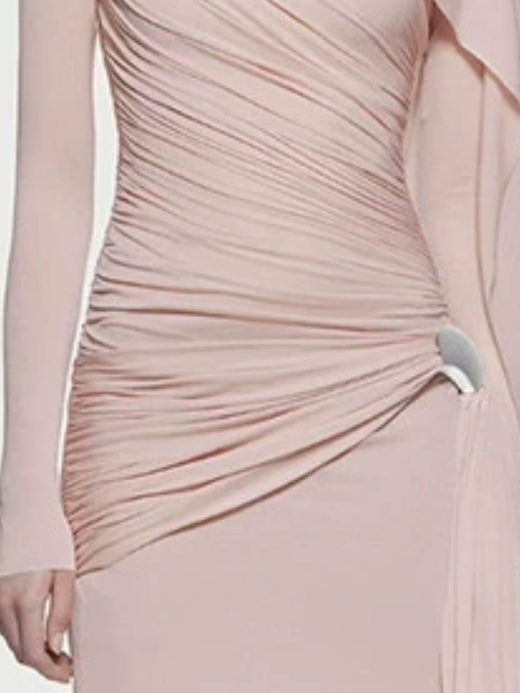 Ruched Draped Long Sleeve Maxi Dress - alternate view 6