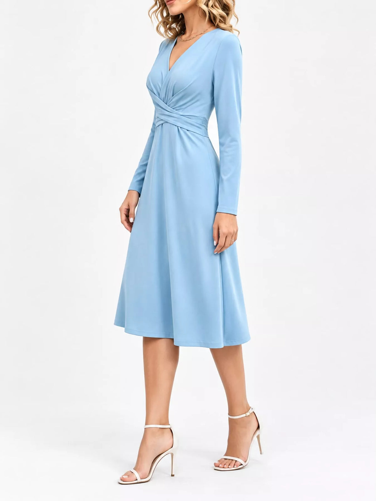 Full Size Ruched Front Midi Dress Plus Size - alternate view 26