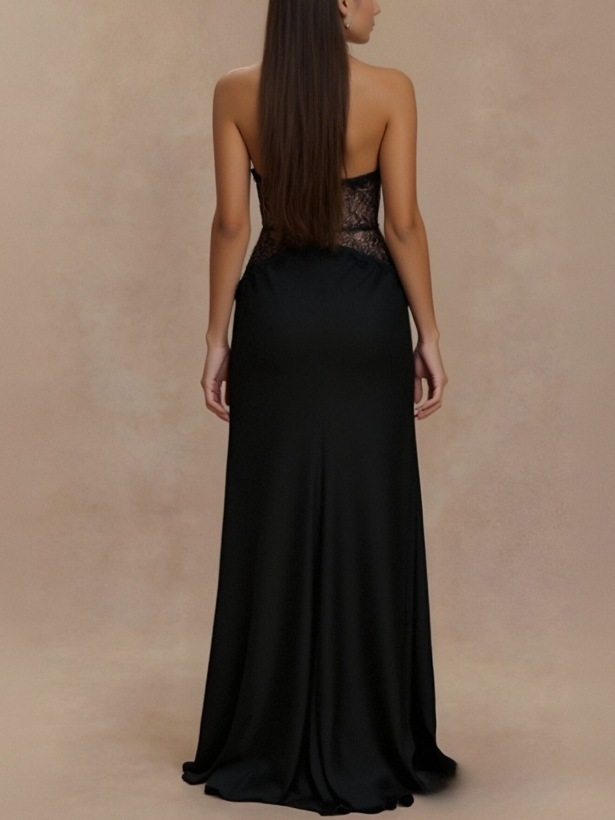 Halter Neck Lace Trimmed Maxi Dress - alternate view 9