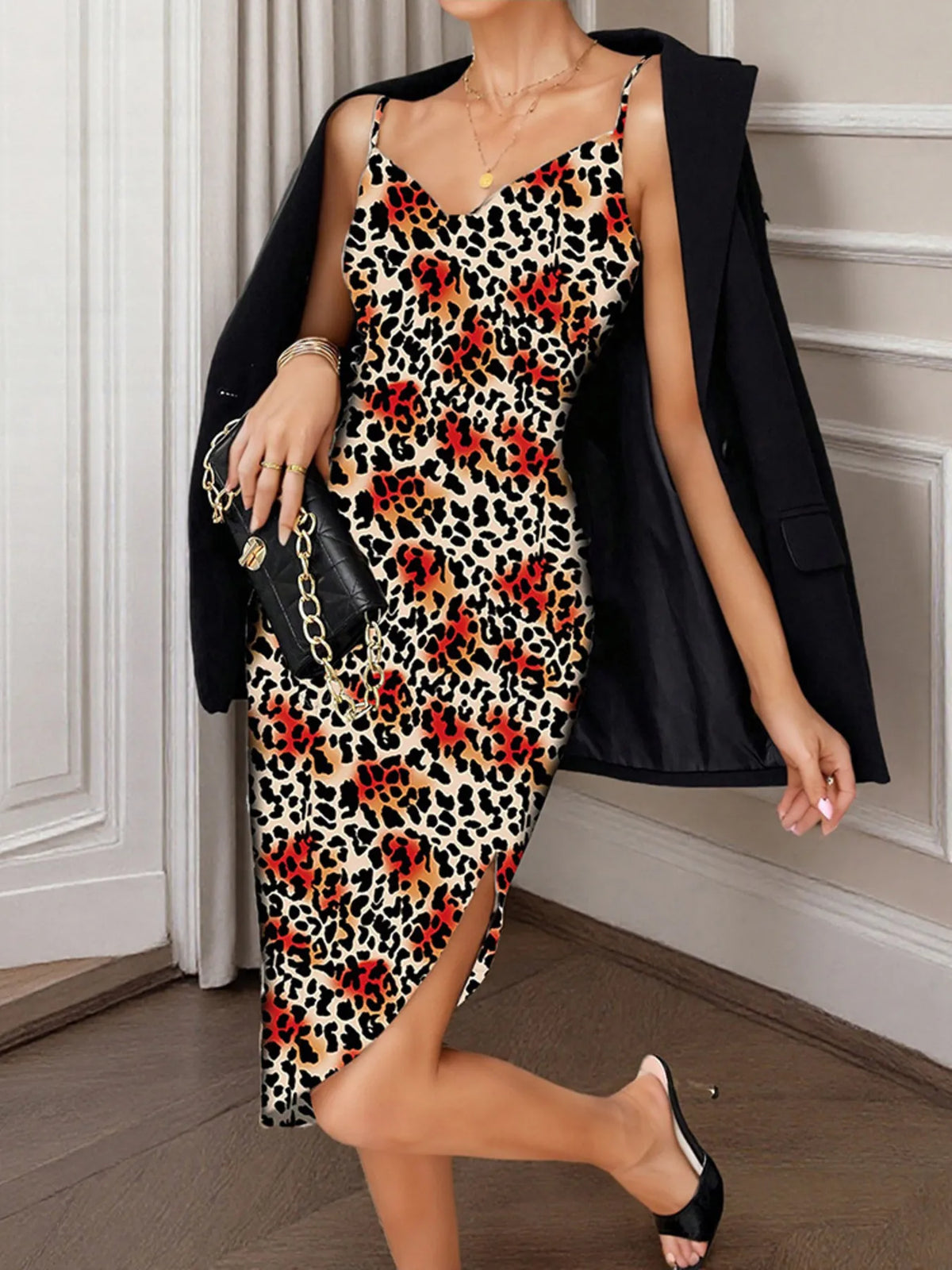 Leopard Print Bodycon Cami Dress - alternate view 14