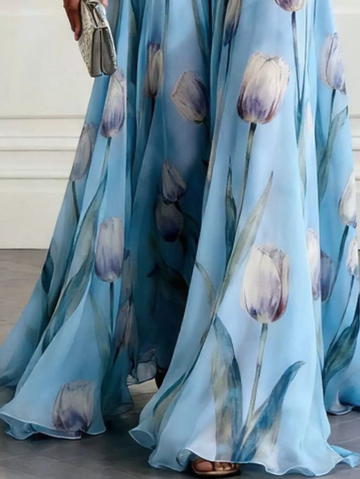 Full Size Sleeveless Floral Print Maxi Dress Plus Size - alternate view 5