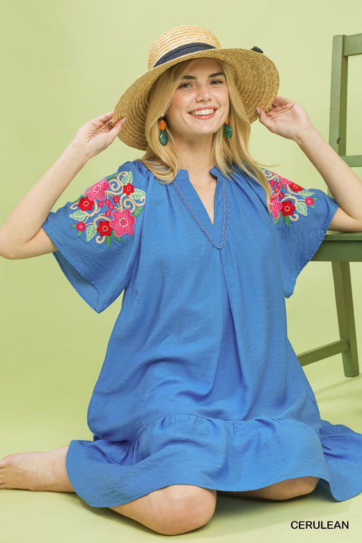 Embroidered Shoulder Dress