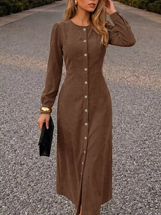 Corduroy Button-Down Maxi Dress - alternate view 2