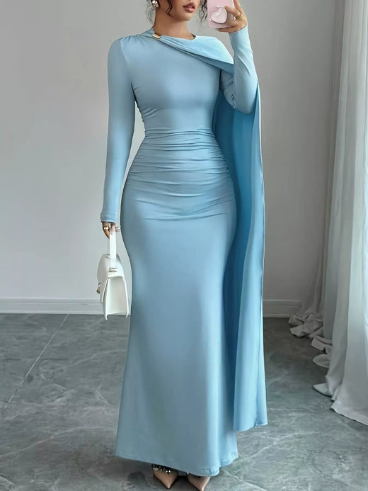 Ruched Long Sleeve Maxi Dress - alternate view 3
