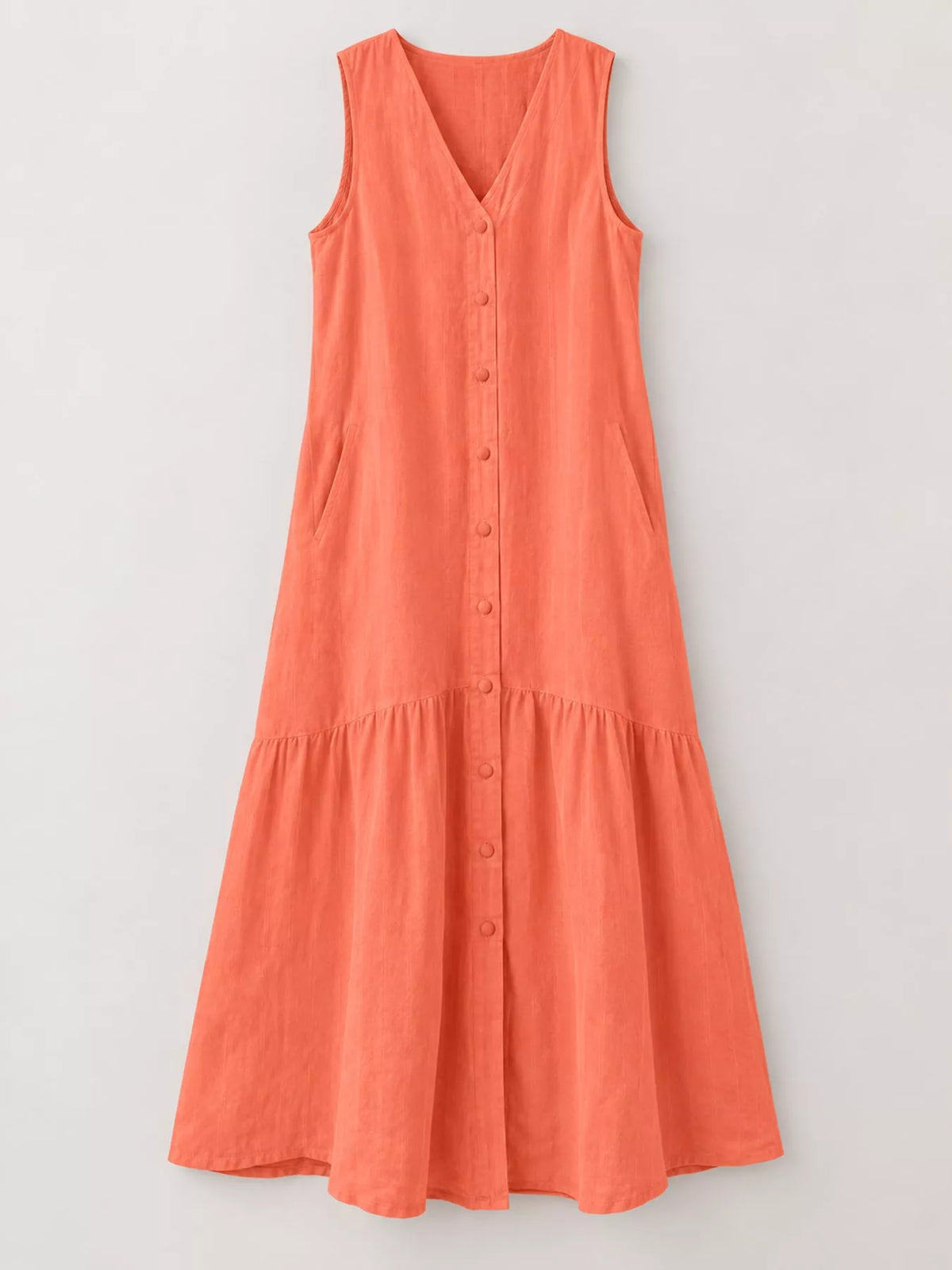 Full Size V-Neck Button Front Sleeveless Midi Dress Plus Size - alternate view 34