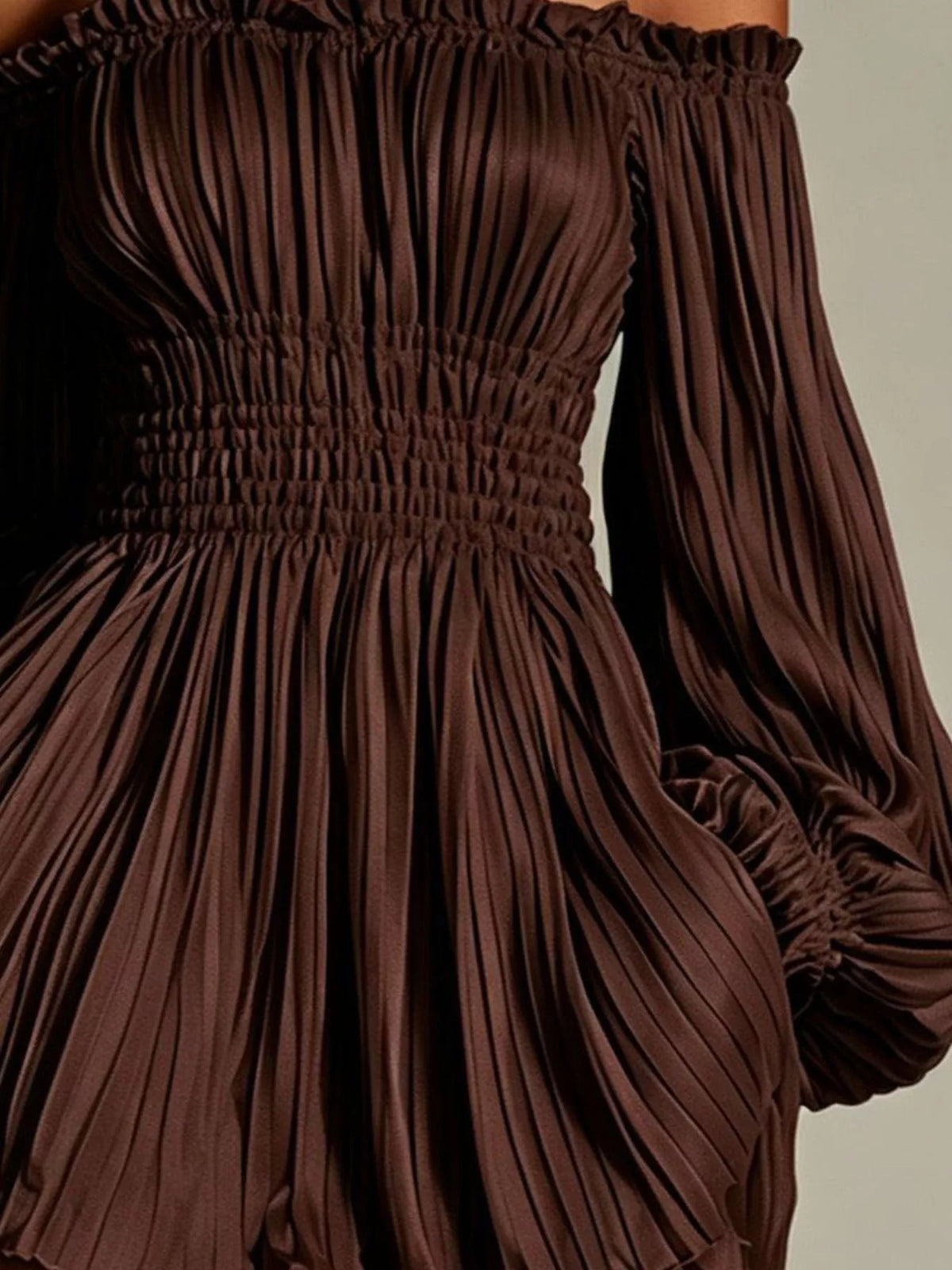 Off-Shoulder Pleated Mini Dress - alternate view 5