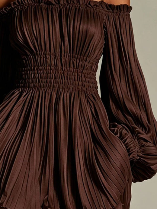 Off-Shoulder Pleated Mini Dress - alternate view 5