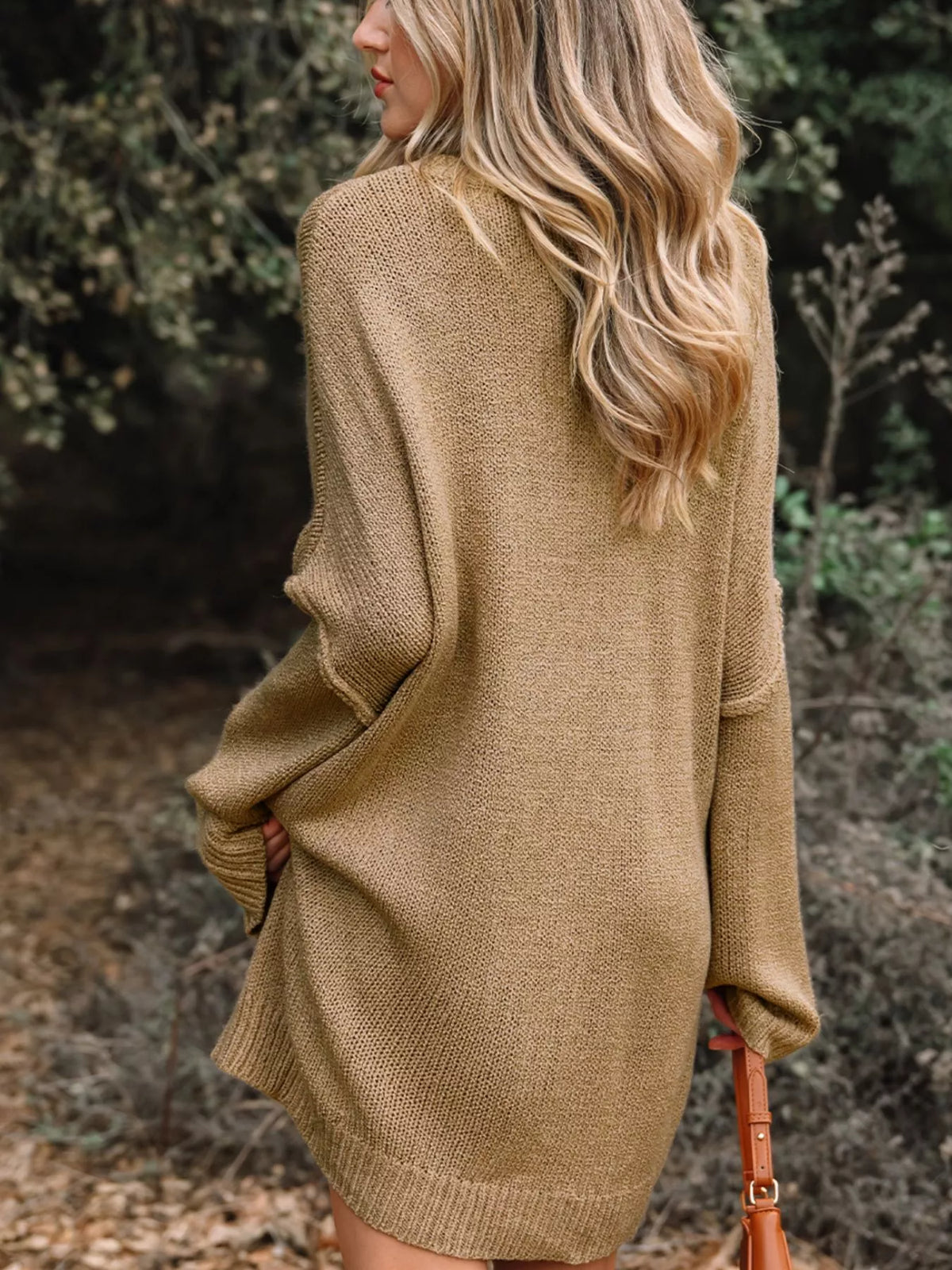 Oversize Drop Shoulder Slouchy Sweater Dress - alternate view 2