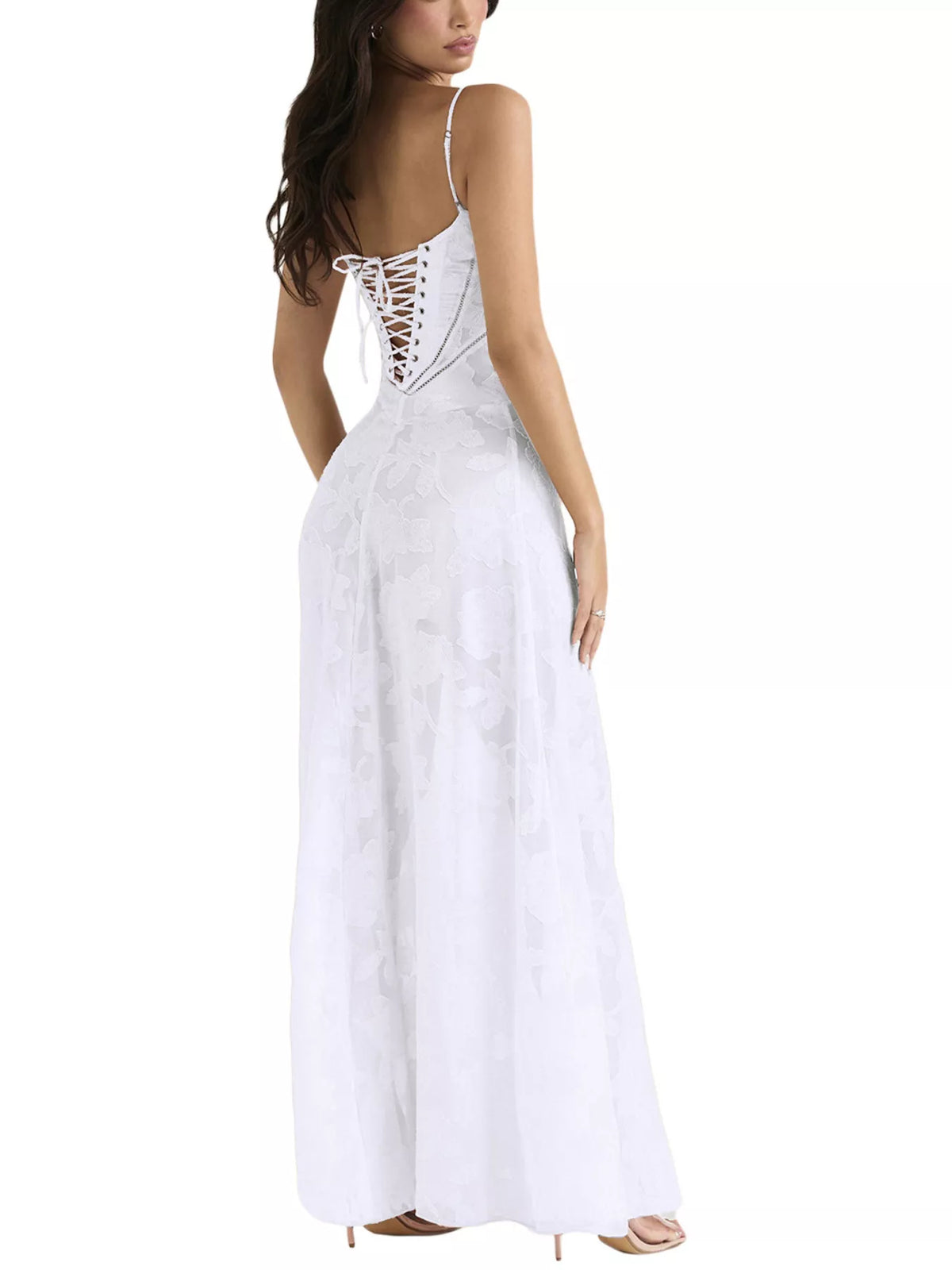 Lace Spaghetti Strap Maxi Dress - alternate view 14