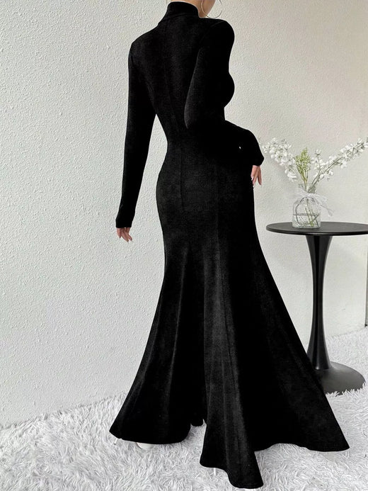 Turtleneck Long Sleeve Maxi Mermaid Dress - alternate view 2