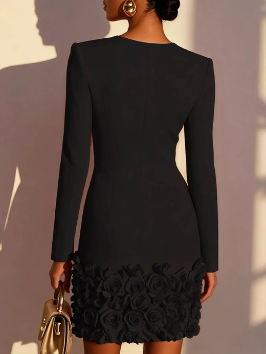 V-Neck Dress with Rose Embellishment - alternate view 3