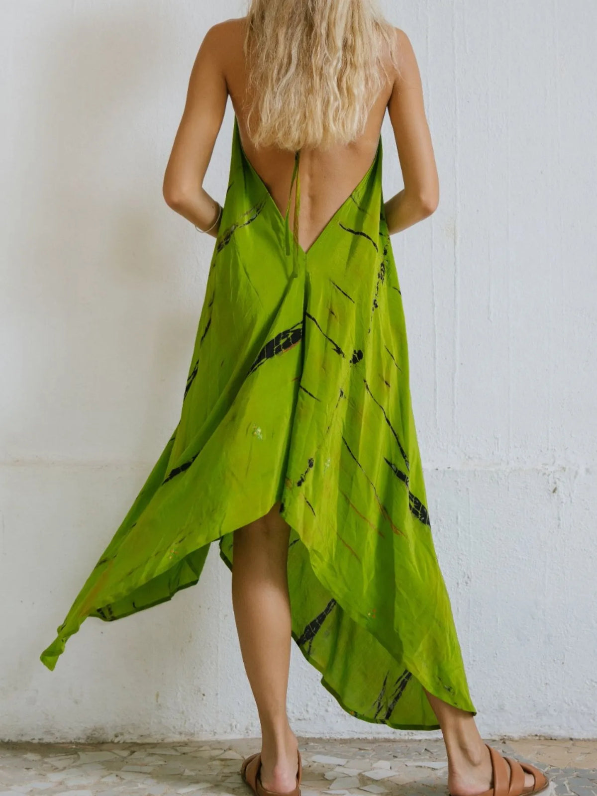 Asymmetrical Hem Printed Halter Neck Dress - alternate view 16
