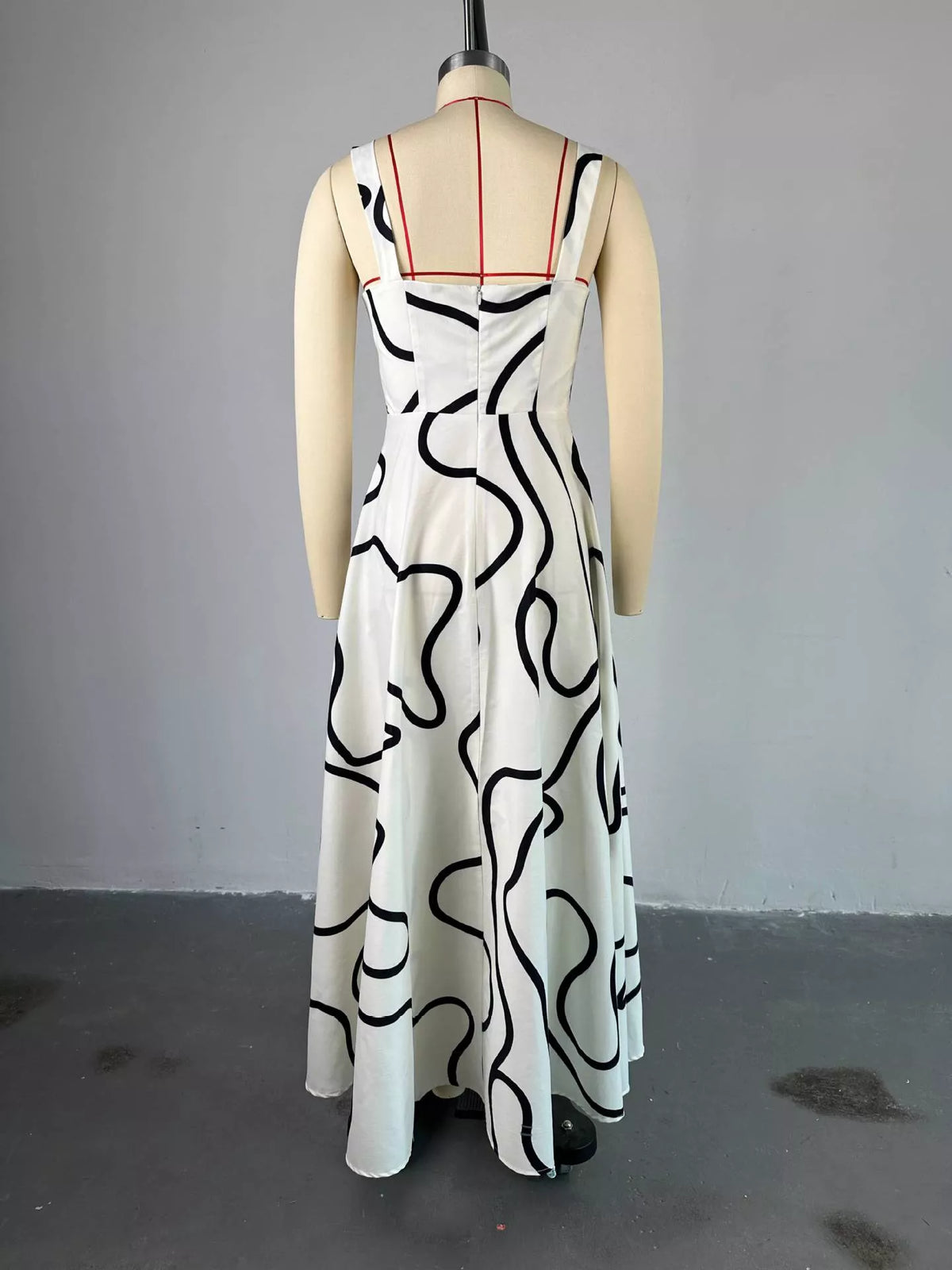 Abstract Print Square Neck Midi Dress - alternate view 5