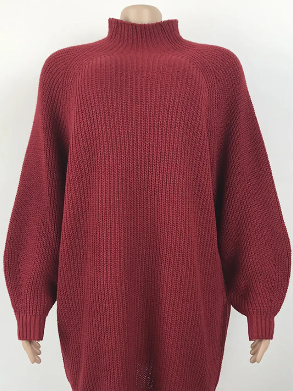 Mock Neck Dropped Shoulder Sweater Dress - alternate view 5