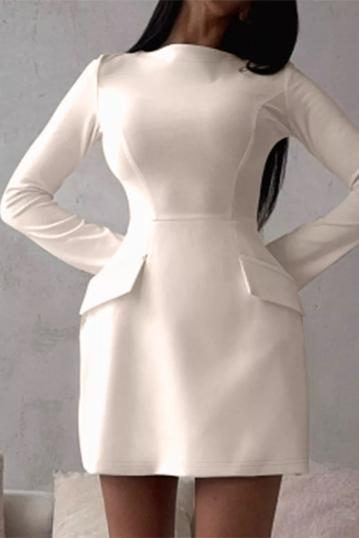 Long-Sleeve Mini Dress with Flap Pockets - alternate view 2
