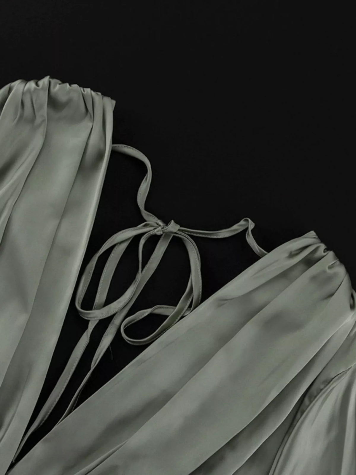 V-Neck Satin Mini Dress with Flowy Sleeves - alternate view 6