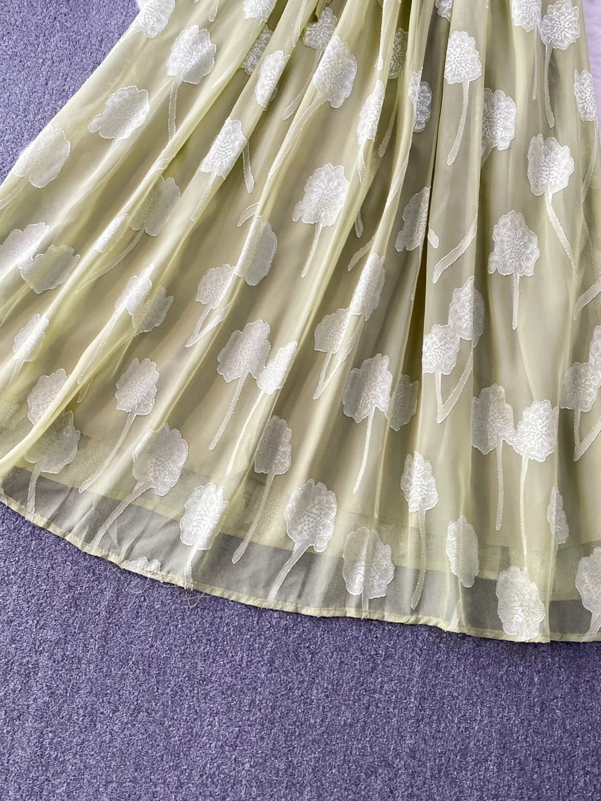 Button Front Puff Sleeve Chiffon Dress - alternate view 16