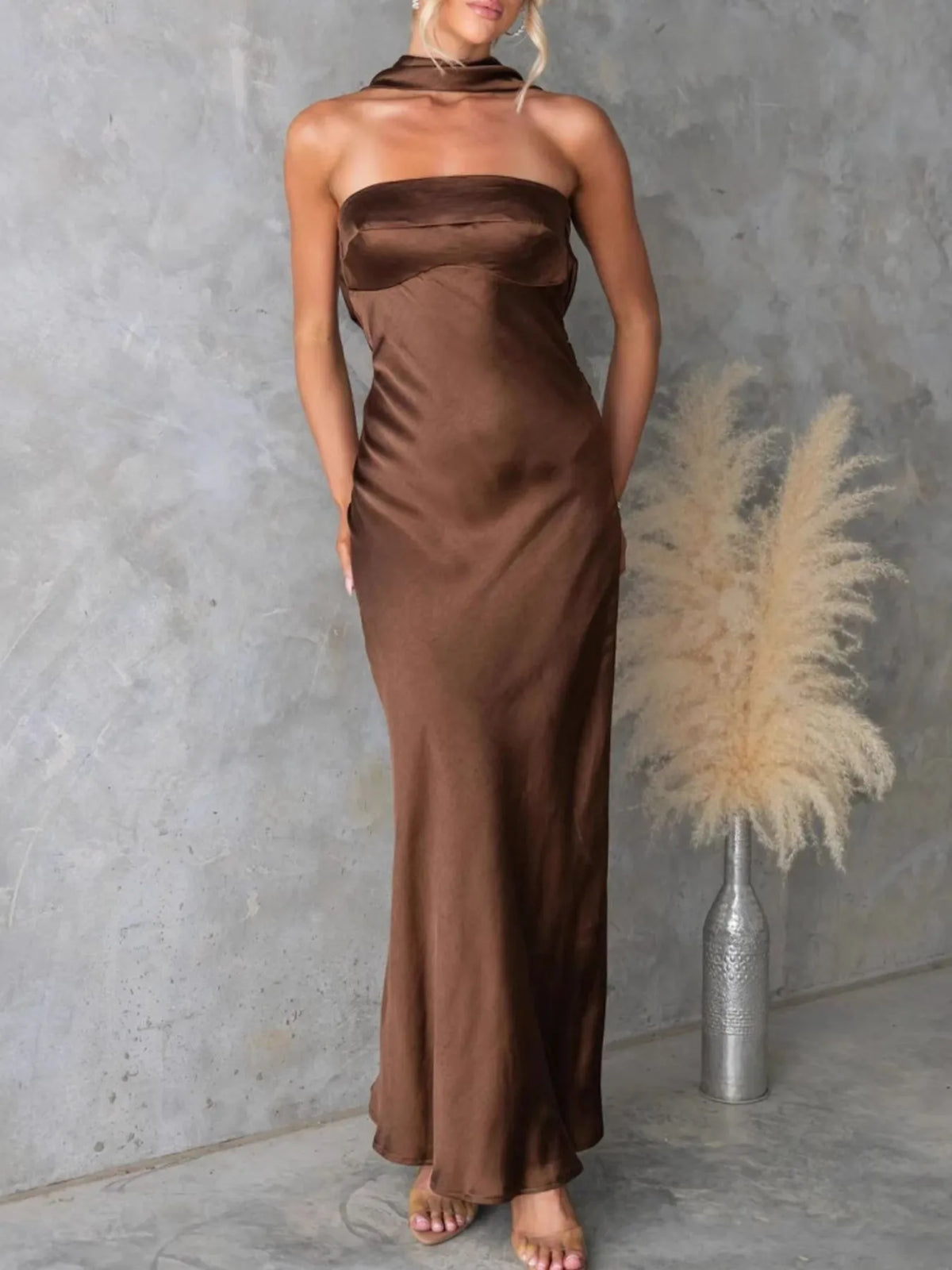Satin Tube Maxi Dress - alternate view 7