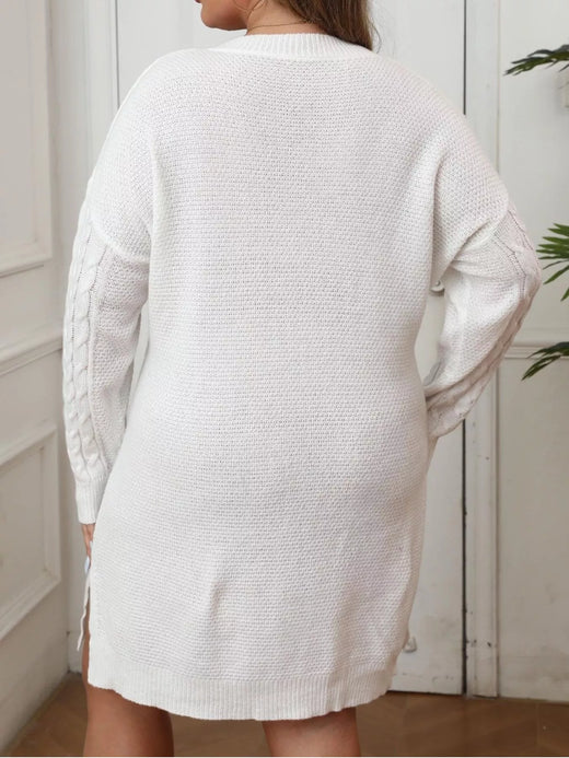 Plus Size Strawberry Cable Knit Sweater Dress - alternate view 4