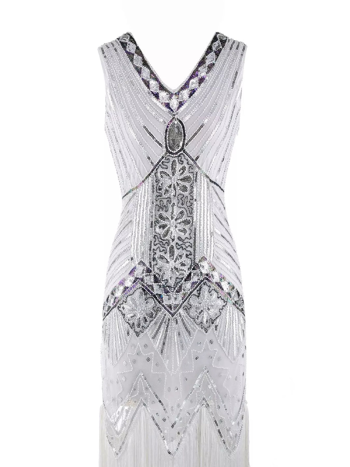 Full Size Sequin Fringe Hem Sleeveless Dress Plus Size - alternate view 5