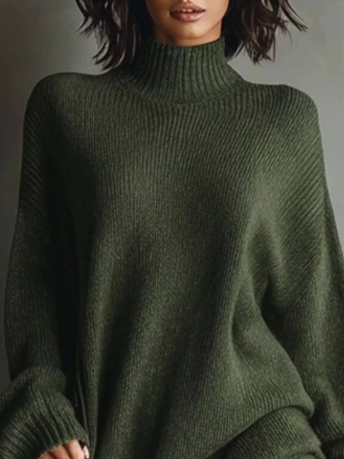 Oversized Mock Neck Long Sleeve Sweater Dress - alternate view 4