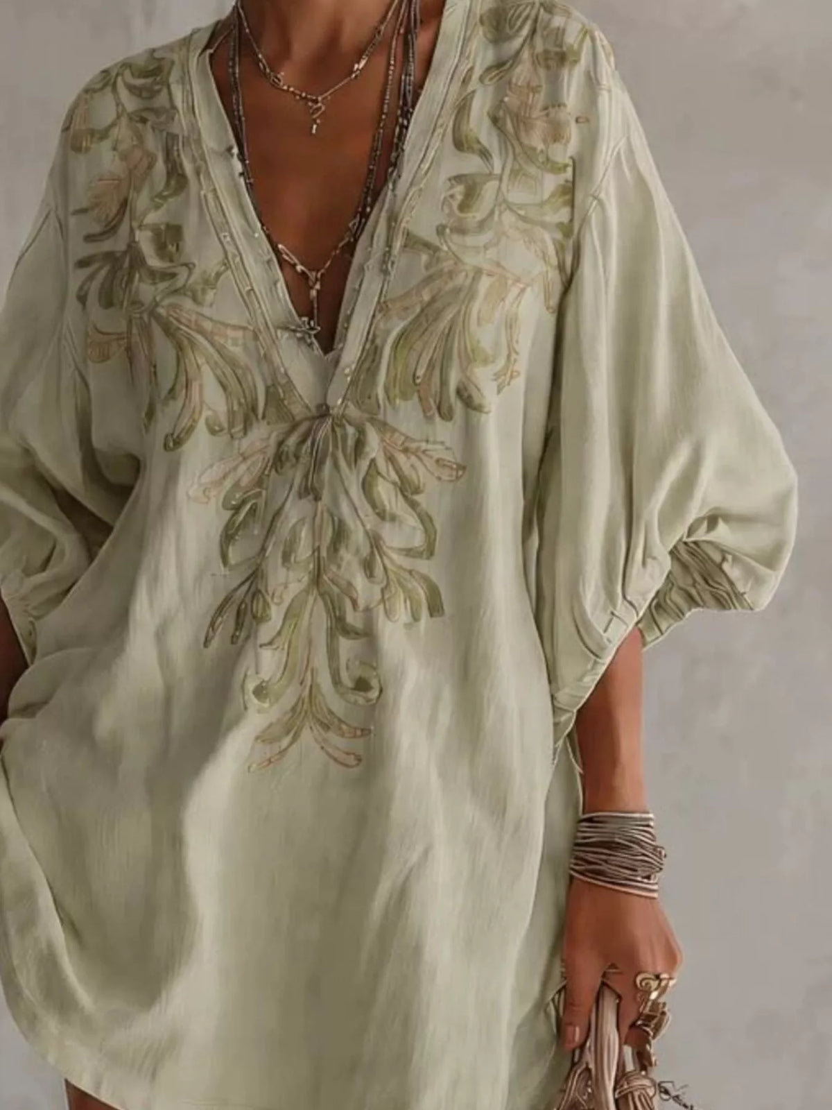 Full Size Embroidered V-Neck Mini Dress Plus Size - alternate view 6