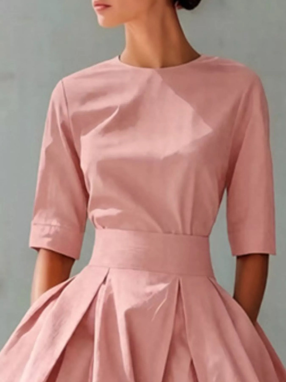 Round Neck A-Line Midi Dress - alternate view 6