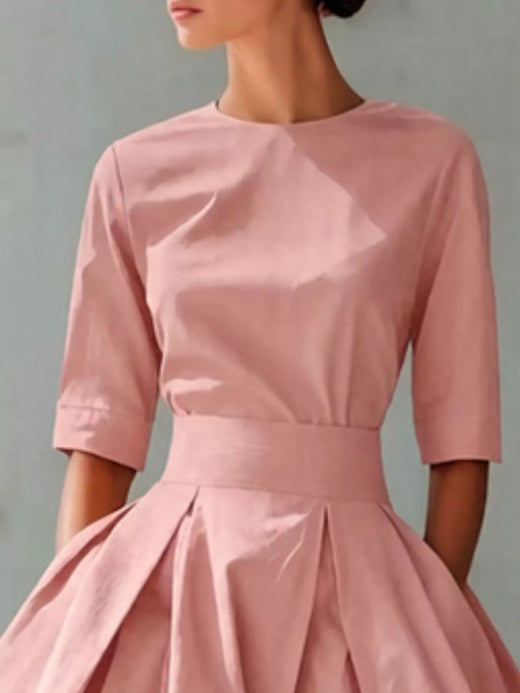 Round Neck A-Line Midi Dress - alternate view 6