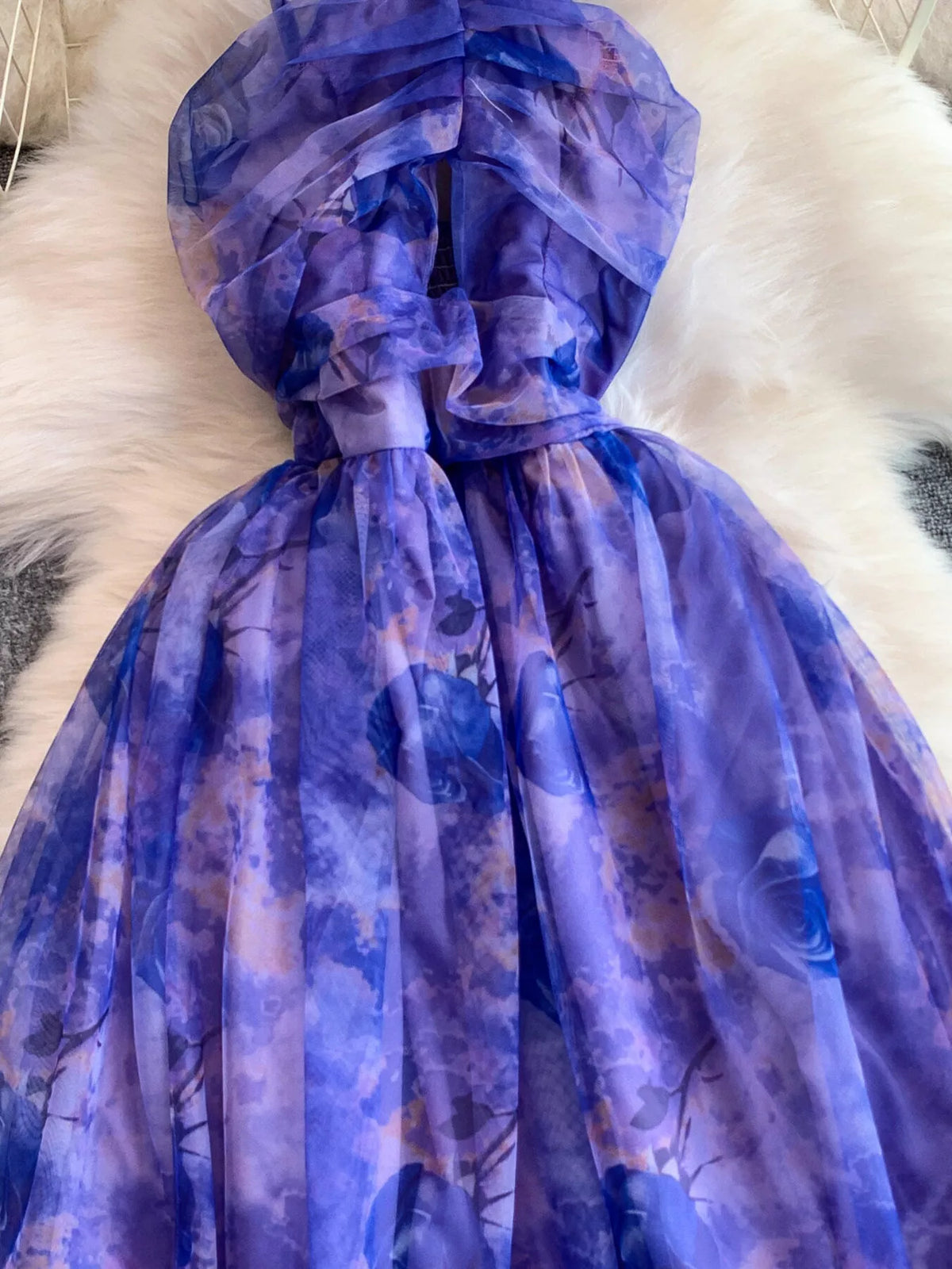 Floral Print Ruffled Layered Mesh Dress - alternate view 19