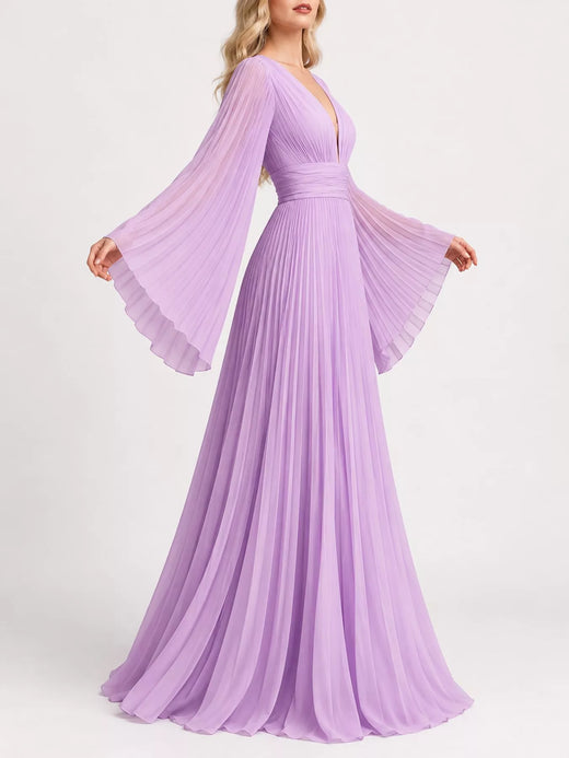 V-Neck Pleated Maxi Dress - alternate view 4