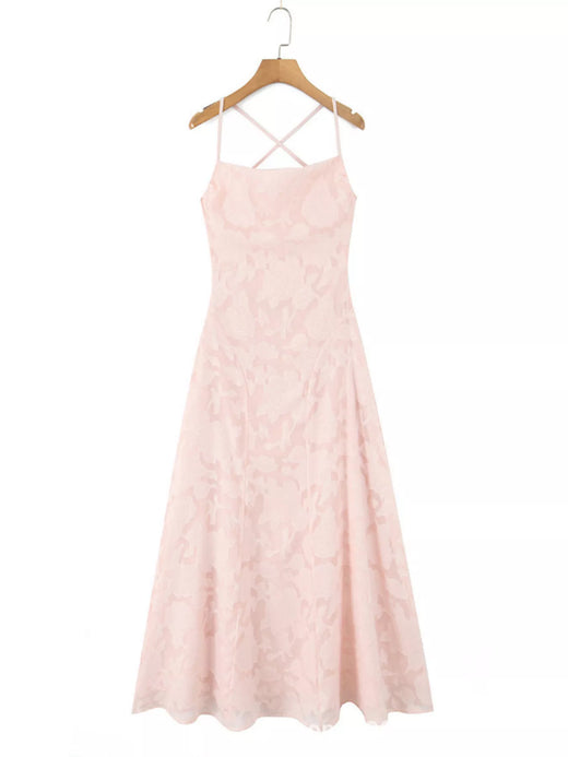 Lace Up Back Spaghetti Strap Maxi Dress - alternate view 5