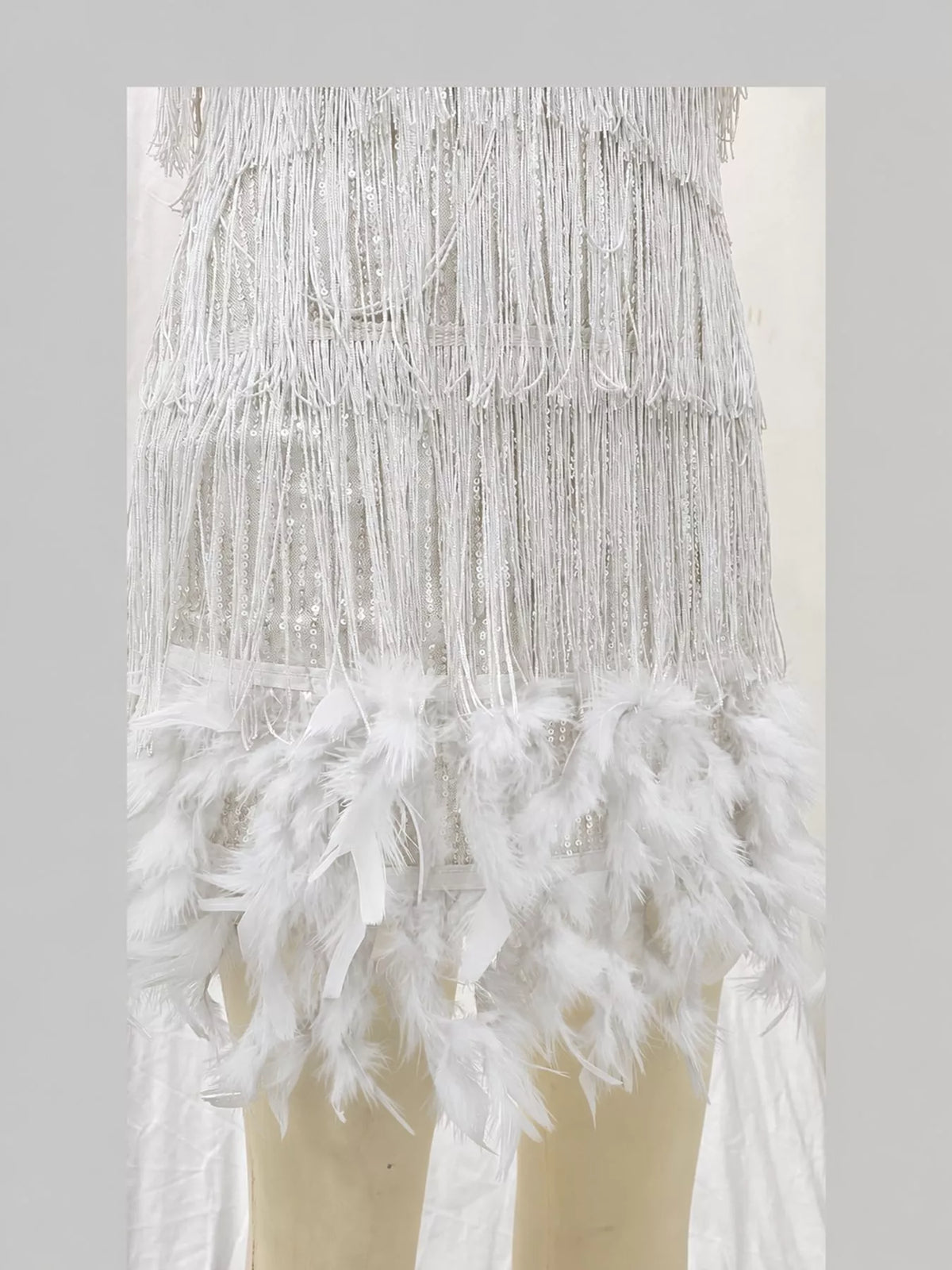 Full Size Feather Fringe Sequin Mini Dress Plus Size - alternate view 8