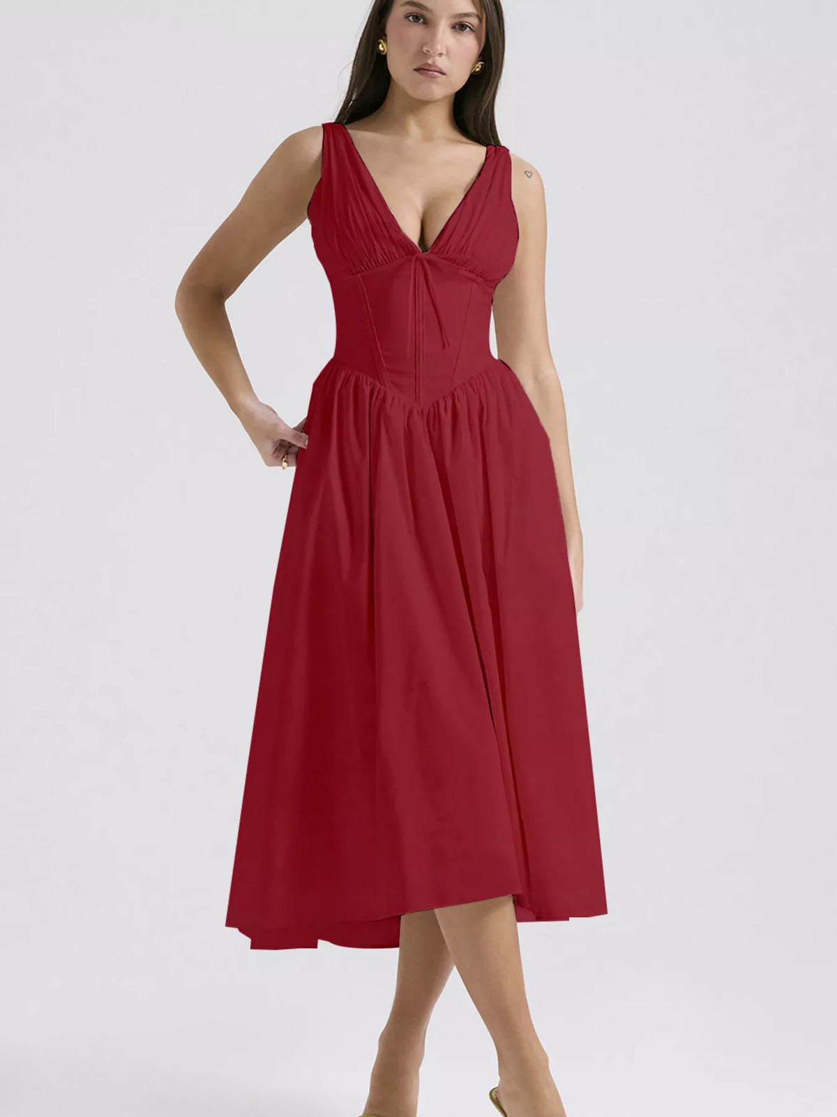 V-Neck Sleeveless Midi Dress - alternate view 15