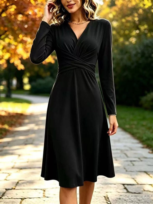Full Size Ruched Long Sleeve Midi Dress Plus Size - alternate view 4
