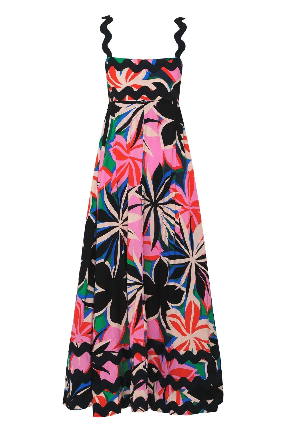 Printed Square Neck Wide Strap Sleeveless Dress - alternate view 5