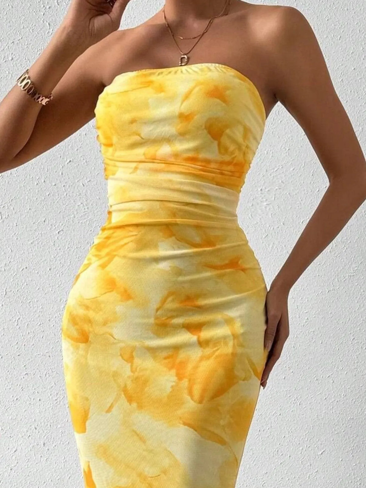 Printed Side Slit Tube Dress - alternate view 14