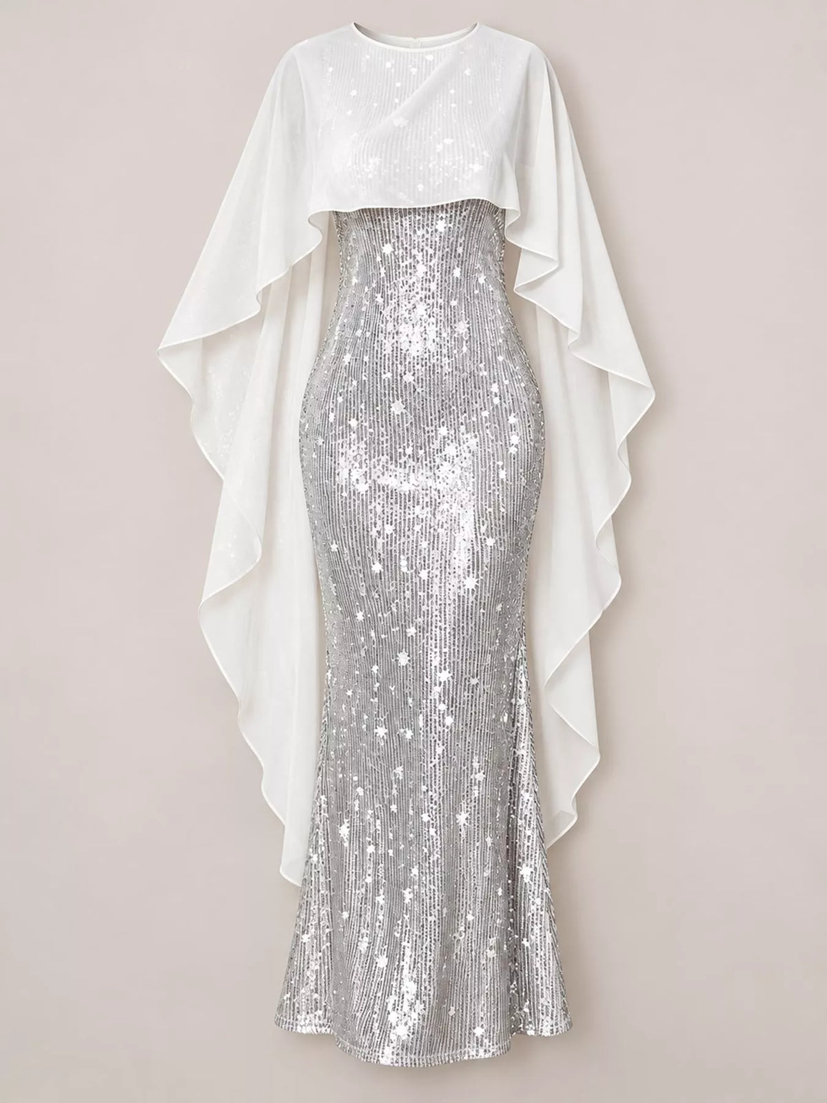 Sequin Cape Overlay Evening Dress - alternate view 34