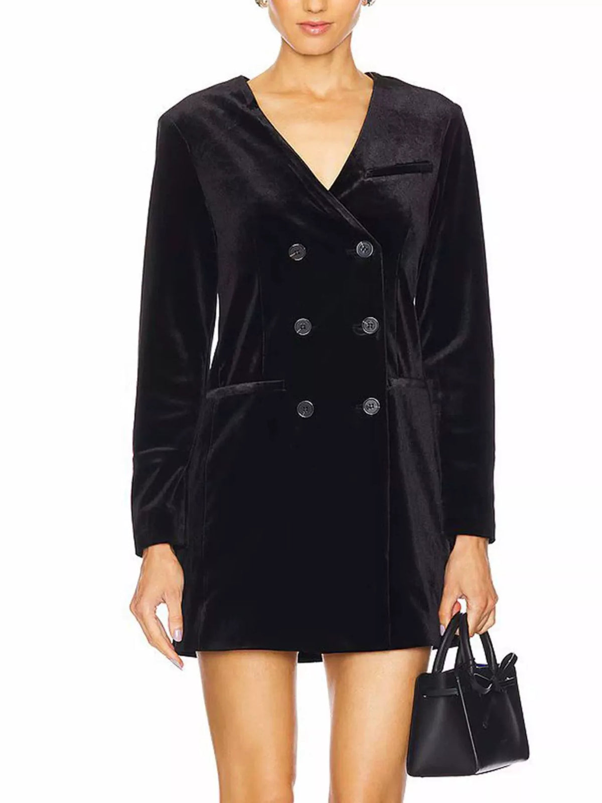 Velvet Double-Breasted Blazer Dress - alternate view 5