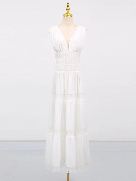 Tiered V-Neck Sleeveless Maxi Dress - alternate view 5