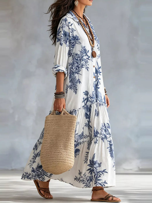 Printed Button Front Maxi Dress - alternate view 2