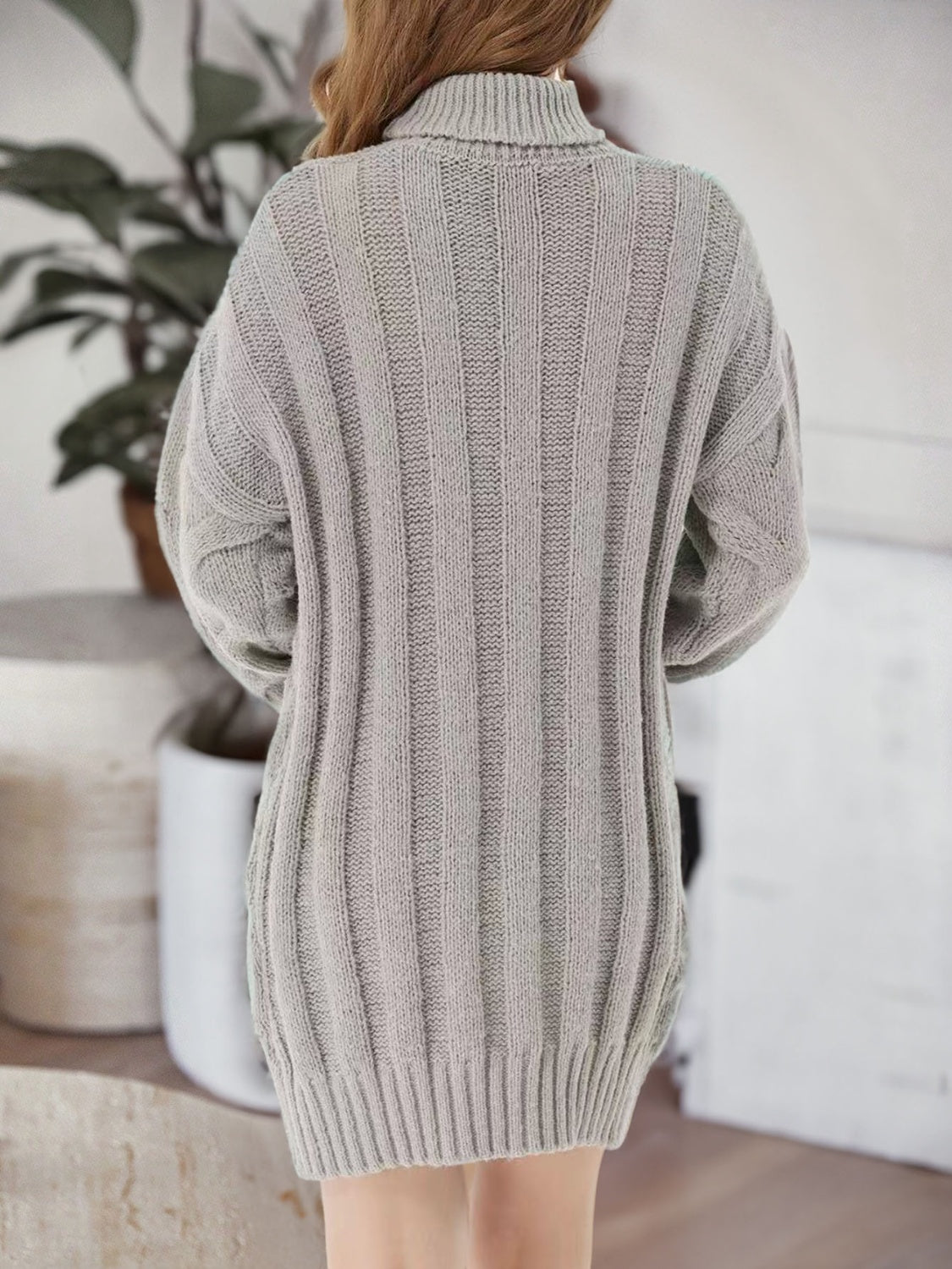 Cable-Knit Turtleneck Sweater Dress - alternate view 6