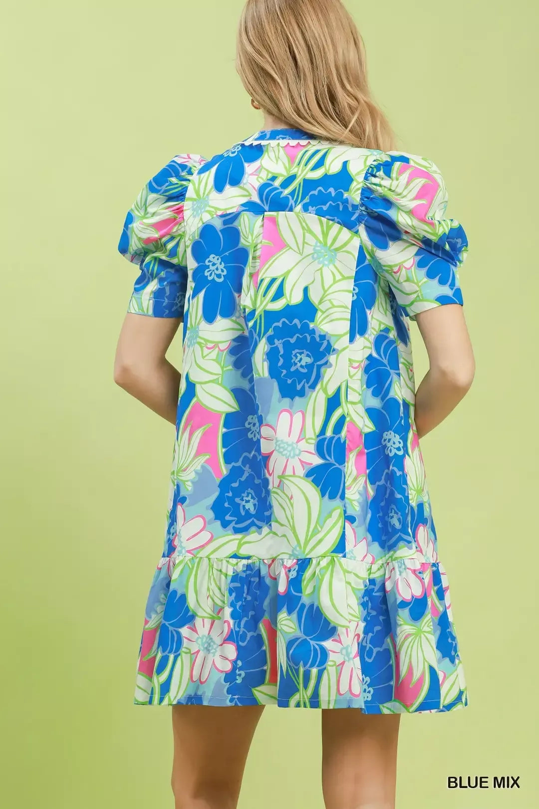 Floral Puff Sleeve Tiered Mini Dress - alternate view 3