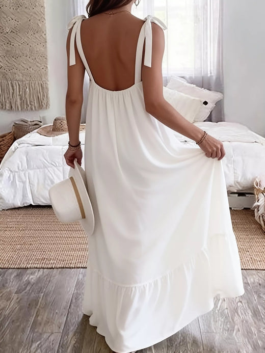 Sleeveless Tie Strap Flowy Maxi Dress - alternate view 2