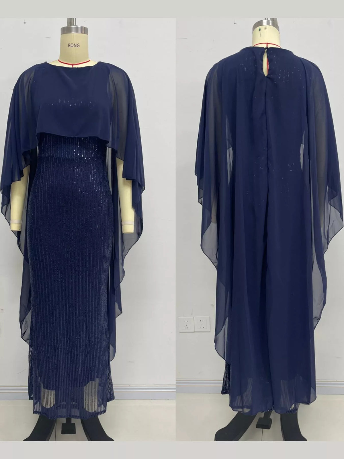 Sequin Cape Overlay Evening Dress - alternate view 17