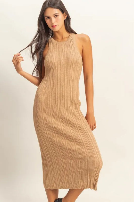 HYFVE Round Neck Bodycon Ribbed Knit Dress