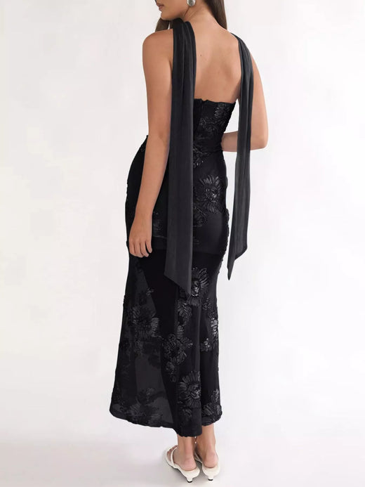 Floral Tube Dress with Scarf - alternate view 6