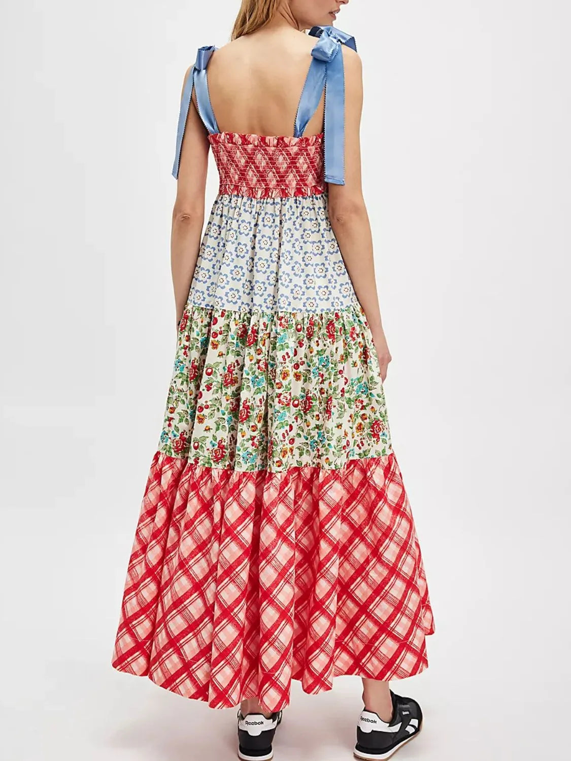 Printed V-Neck Tie Shoulder Cami Dress - alternate view 3