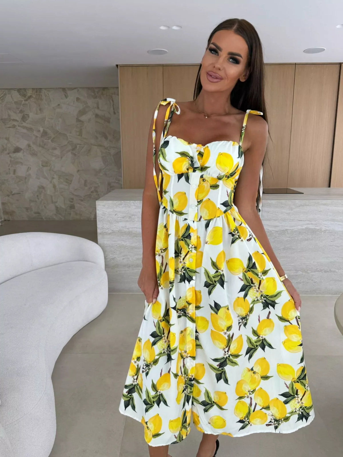 Printed Tie-Strap Midi Dress - alternate view 14