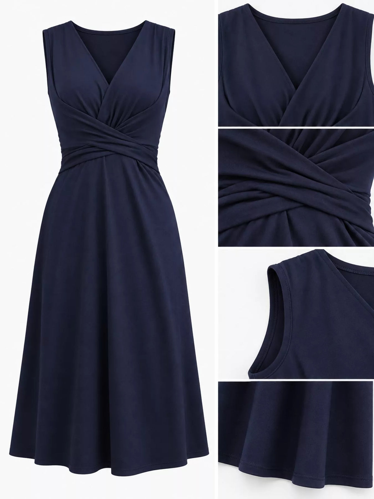Full Size Ruched Front Midi Dress Plus Size - alternate view 56